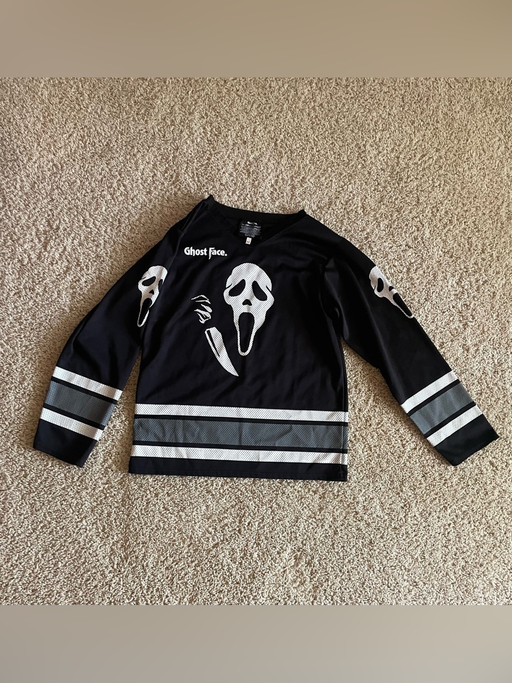Ghost Face Black Graphic Hockey Jersey Top